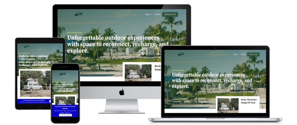 Home rv park website mockup